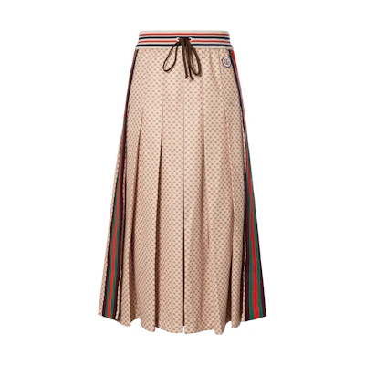 (Women) Gucci Beige Mid-Rise Loose Pleated Skirt with Interlocking G Print 661786-XJDFP-9115