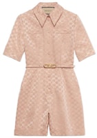 (Women) Gucci Belted Short Sleeve Jumpsuit Pink SS22 691496Z8AZ2 (Women) Gucci Belted Short Sleeve Jumpsuit Pink SS22 691496Z8AZ2