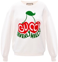 (Women) Gucci Beverly Hills Cherry Print White Oversized Sweatshirt 631695-XJCRT-9095 (Women) Gucci Beverly Hills Cherry Print White Oversized Sweatshirt 631695-XJCRT-9095
