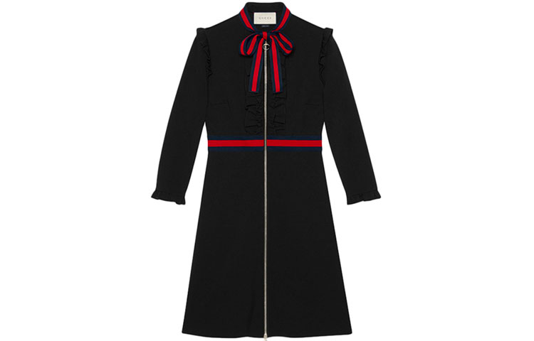 (Women) Gucci Black A-Line Long-Sleeve Zip Dress 457032-5C77-1301