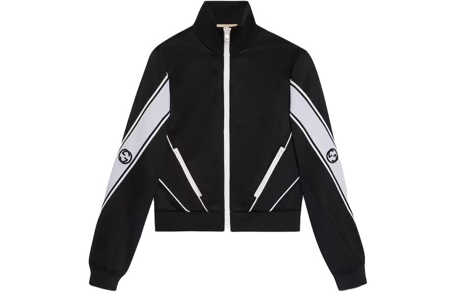 (Women) Gucci Black Contrast Zip Casual Long-Sleeve Jacket 767017-XJF7U-1043