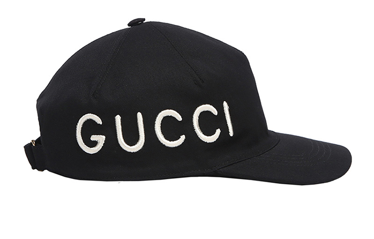 Order (W) Topi Besbol Kapas Hitam GUCCI dengan Sulaman Huruf 478948-3HD05-1000