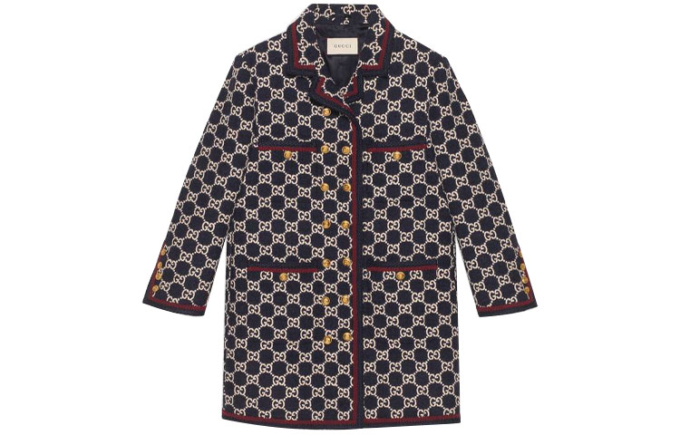 (Women) Gucci Black Double-breasted All-over Print Coat 577448-ZAAMP-4447