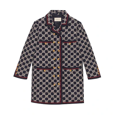 (Women) Gucci Black Double-breasted All-over Print Coat 577448-ZAAMP-4447