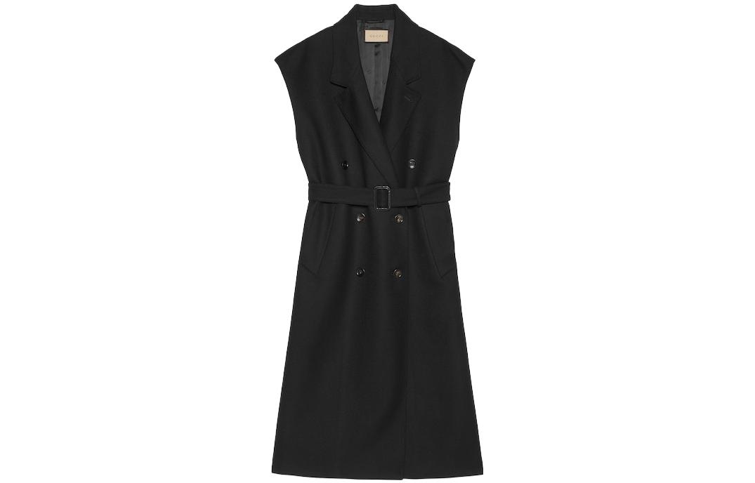 (Women) Gucci Black Double G Embroidered Sleeveless Coat 745418-Z8BH7-1000