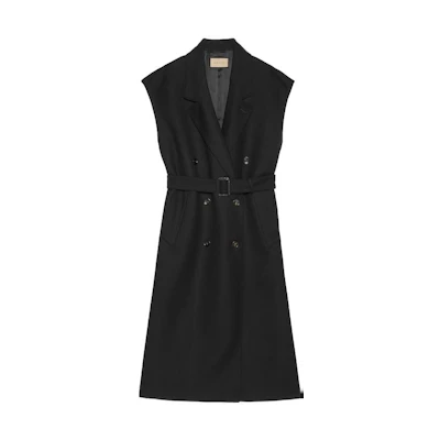 (Women) Gucci Black Double G Embroidered Sleeveless Coat 745418-Z8BH7-1000
