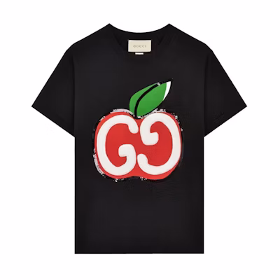 (Women) Gucci Black Fitted T-Shirt with Apple GG Print 580762-XJB7U-1082