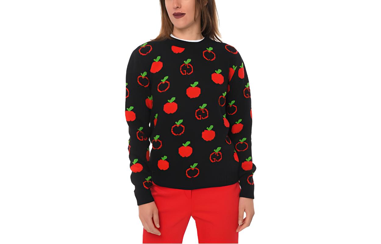 (Women) Gucci Black Fruit Print Crewneck Sweater 606115-XKA7I-1072