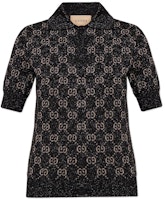 (Women) Gucci Black GG Jacquard Knit Polo Shirt SS22 678435-XKB54-1284 (Women) Gucci Black GG Jacquard Knit Polo Shirt SS22 678435-XKB54-1284