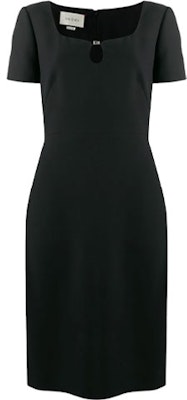 (Women) Gucci Black Heart-Neck A-Line Midi Dress 631484-ZAD88-1000 Buy (Women) Gucci Black Heart-Neck A-Line Midi Dress 631484-ZAD88-1000
