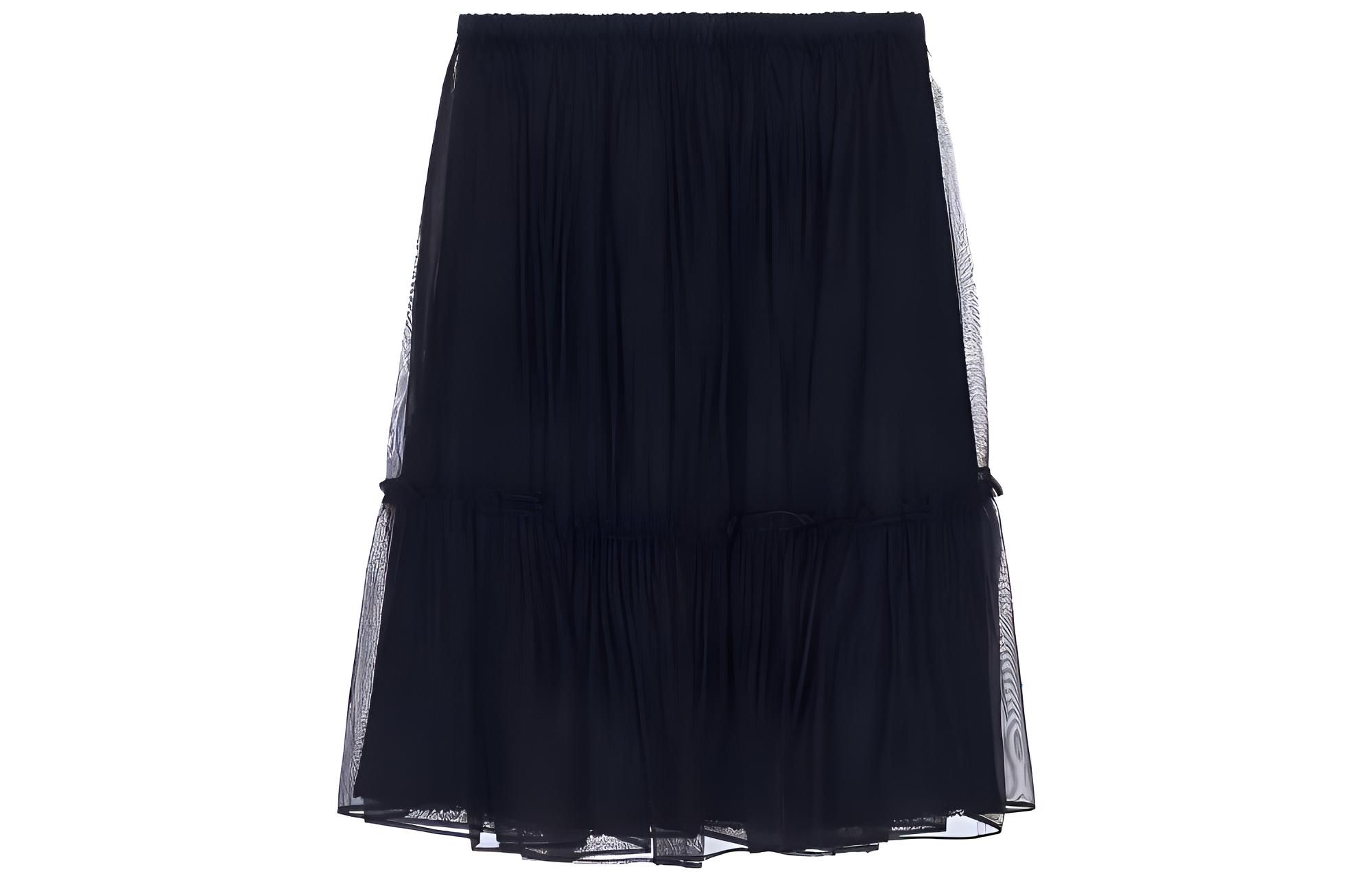 (Women) Gucci Black High-Waisted Sheer Midi Skirt 729249-ZABS7-1000