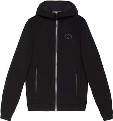 (W) グッチ ブラック フーデッド ジップアップ ジャケット 716761-XJETV-1189 Buy (W) グッチ ブラック フーデッド ジップアップ ジャケット 716761-XJETV-1189