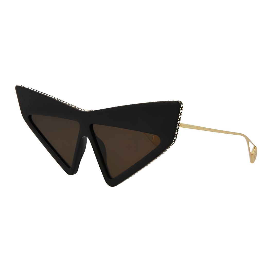 (Women) GUCCI Black Irregular Acetate Sunglasses with Embellished Frame 10960817