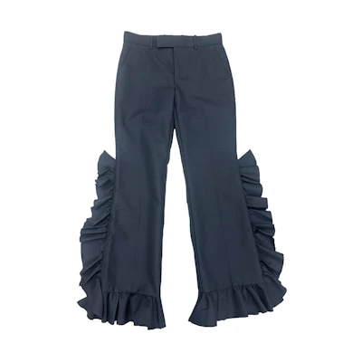 (Women) Gucci Black Lace Trim Mid-Rise Straight-Leg Casual Pants 494462-ZFW60-1000