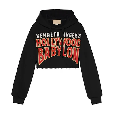 (Women) Gucci Black Letter Print Oversized Crop Sweatshirt SS22 688197-XJEF7-1043