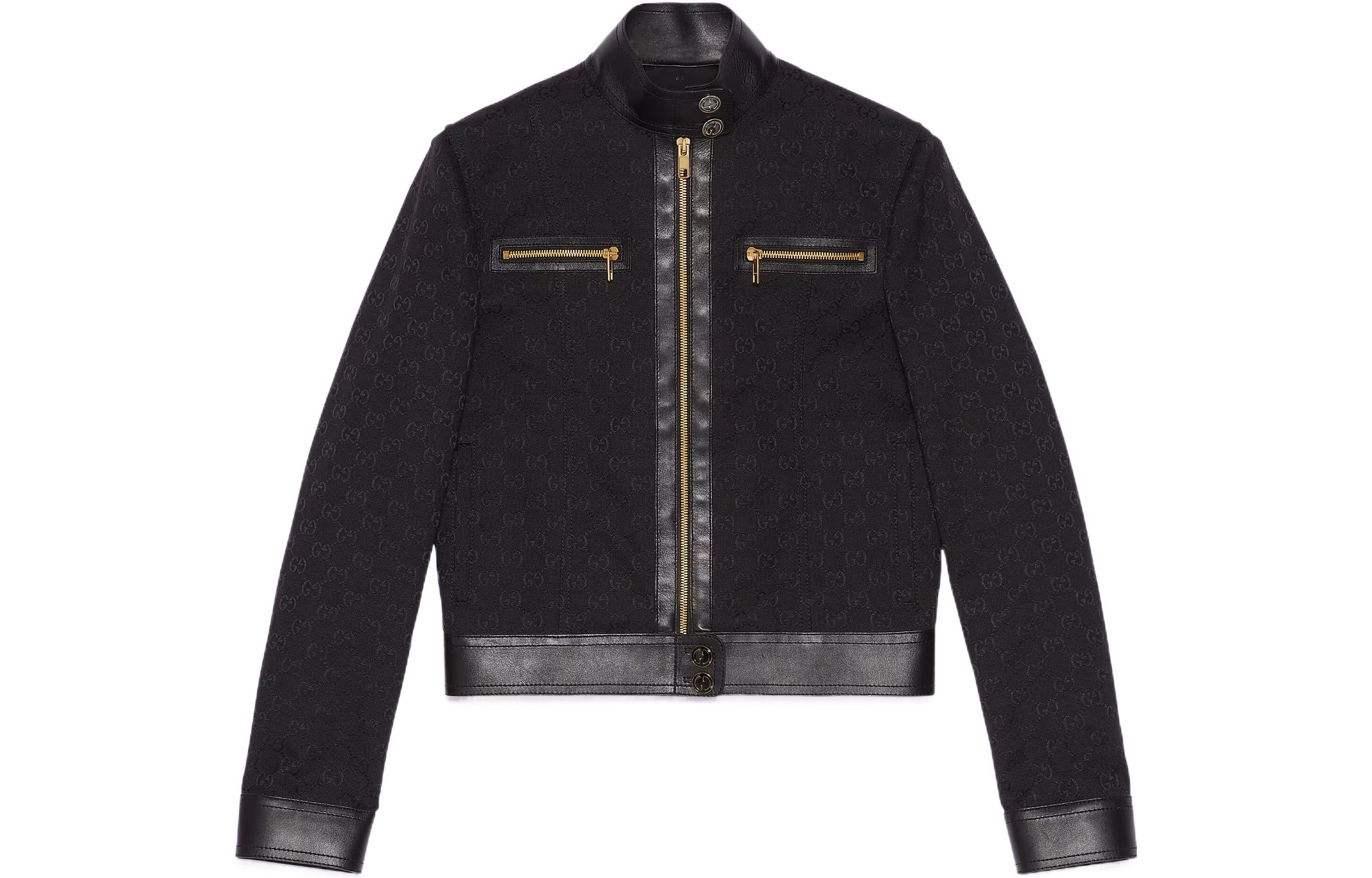 (Women) Gucci Black Logo Jacquard Zip-Up Jacket SS23 725611-Z8A6V-1000