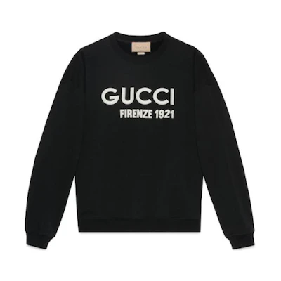 (Women) Gucci Black Logo Print Drop Shoulder Crewneck Sweater 756354-XJF0S-1043