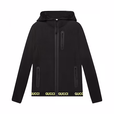 (Women) Gucci Black Logo Print Zipper Hem Jacket FW22 693081-XJDS5-1131