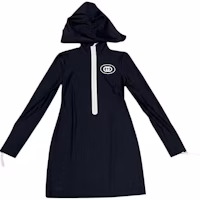 (Women) Gucci Black Logo Printed Half-Zip Dress with Removable Hood 697398-XJD6D-1070 (Women) Gucci Black Logo Printed Half-Zip Dress with Removable Hood 697398-XJD6D-1070