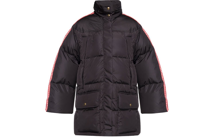 (Women) Gucci Black Mid-Length Puffer Jacket with Logo Collar - Winter Sportswear 601874-Z8AIE-1043