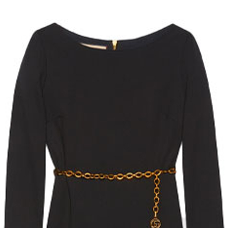 Sizing (W) 古驰 黑色貂皮A字连衣裙配链条腰带 678667-XJC3M-1000