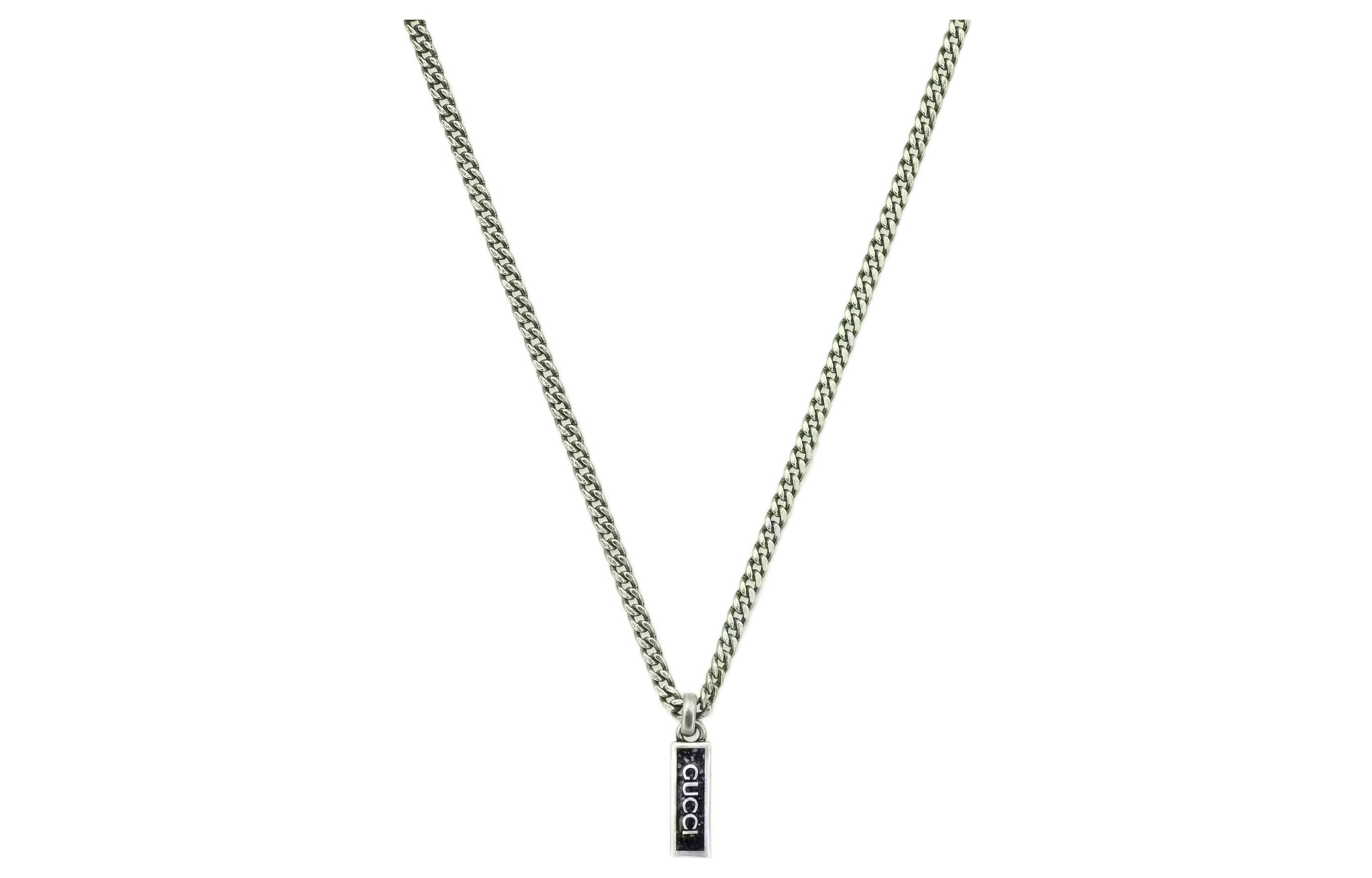 Order (W) GUCCI 黑瑪瑙琺瑯墜飾純銀項鍊 925 銀項鍊 678714-J8410-1064