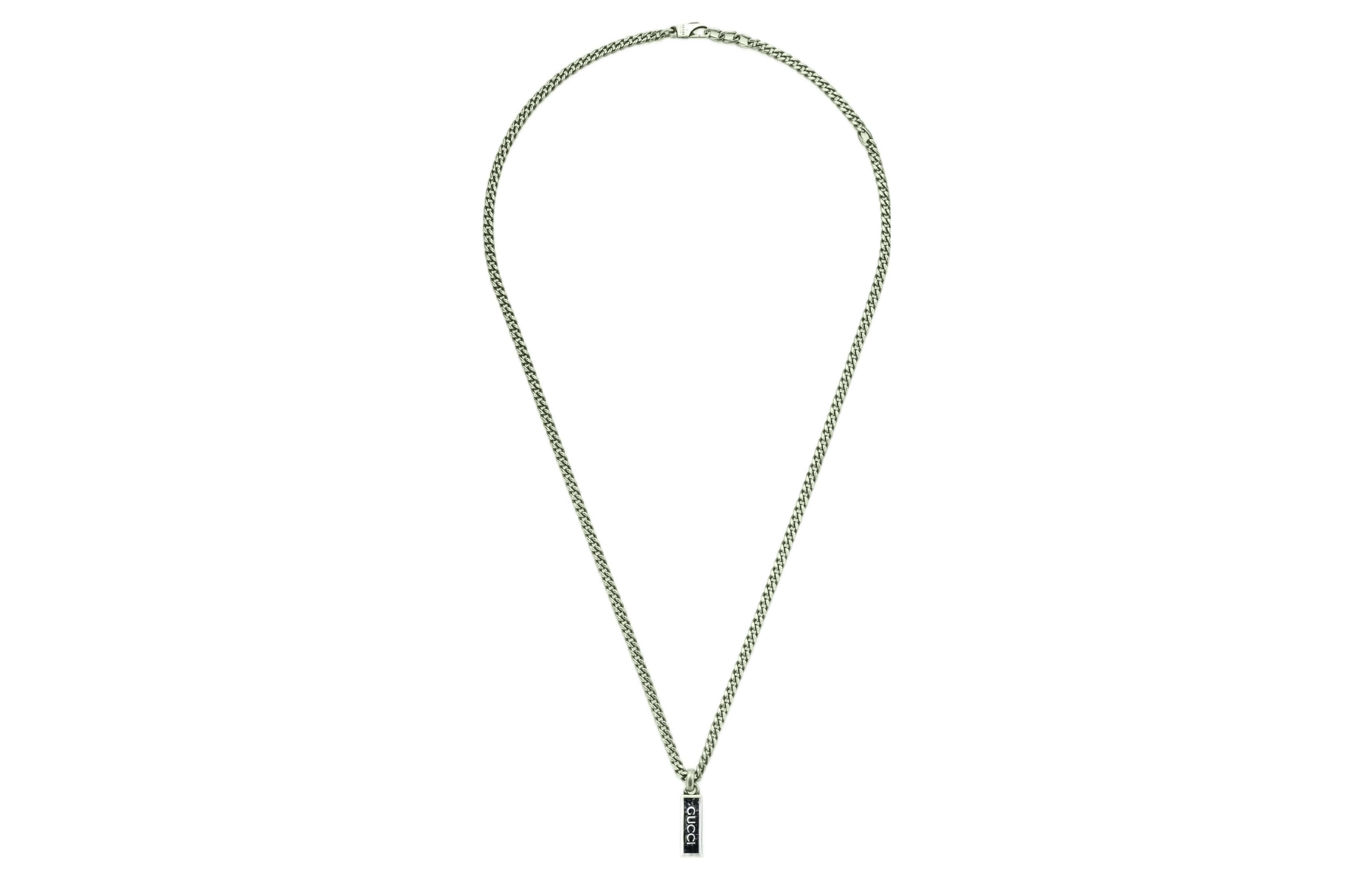 Lookbook (W) GUCCI 黑瑪瑙琺瑯墜飾純銀項鍊 925 銀項鍊 678714-J8410-1064