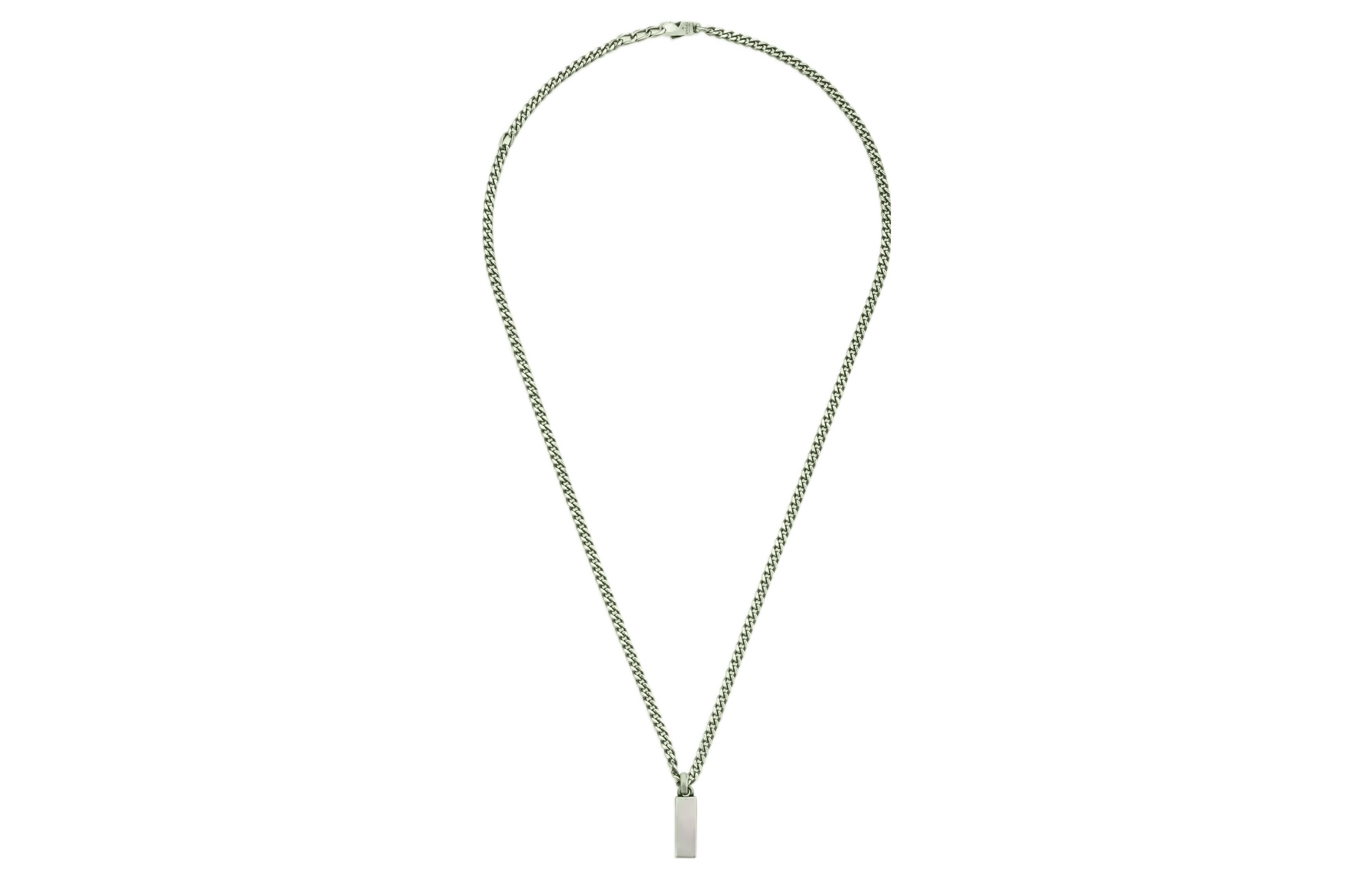 Shop (W) GUCCI 黑瑪瑙琺瑯墜飾純銀項鍊 925 銀項鍊 678714-J8410-1064