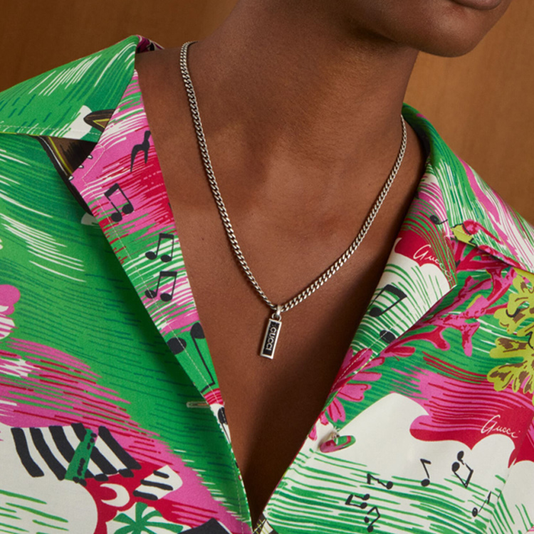 Purchase (W) GUCCI 黑瑪瑙琺瑯墜飾純銀項鍊 925 銀項鍊 678714-J8410-1064