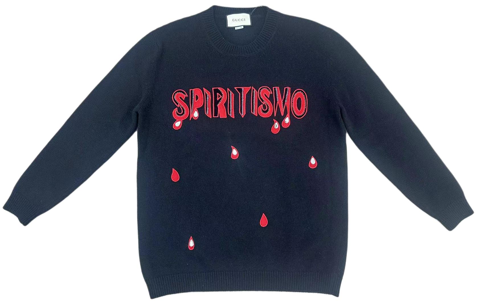 (Women) Gucci Black Ribbed Crewneck Sweater with Logo Print 519835-X9T00-1082