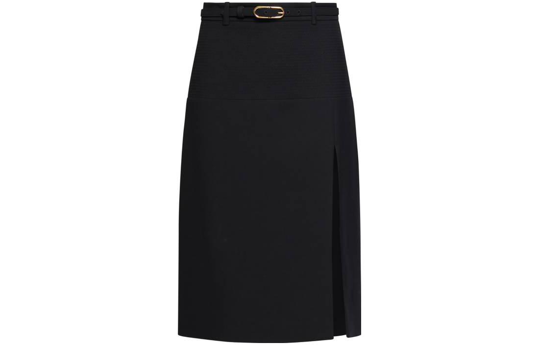(Women) Gucci Black Satin Midi Skirt with Side Slits 686558-Z8A1E-1000
