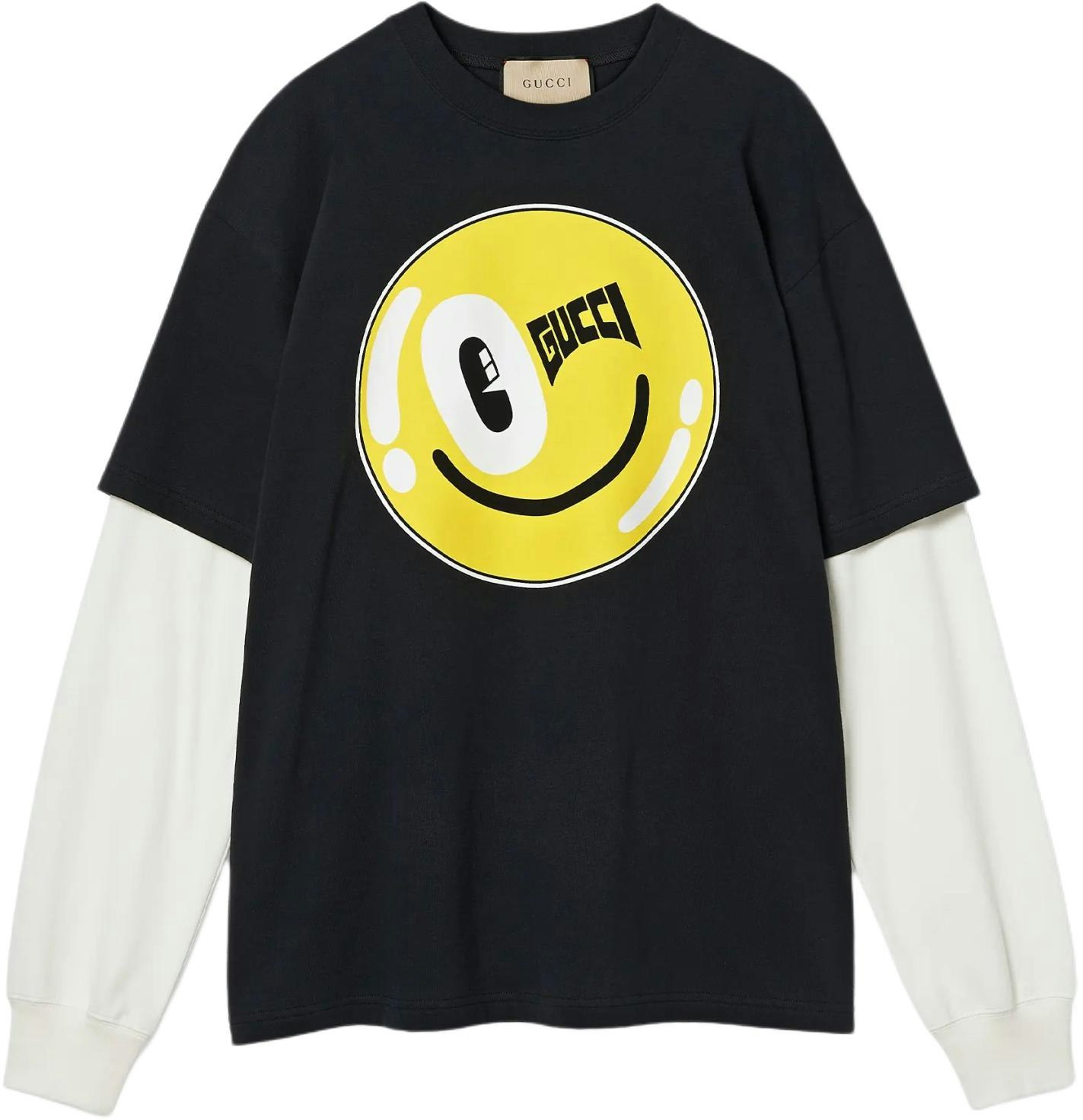 women-gucci-black-smiley-letter-print-long-sleeve-loose-fit-tee-fw-24-782061-xjghj-9277