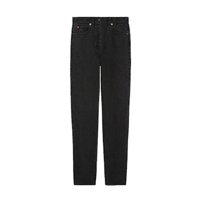 (Women) Gucci Black Solid Straight-Leg Mid-Rise Jeans 687362-XDBWJ-1043