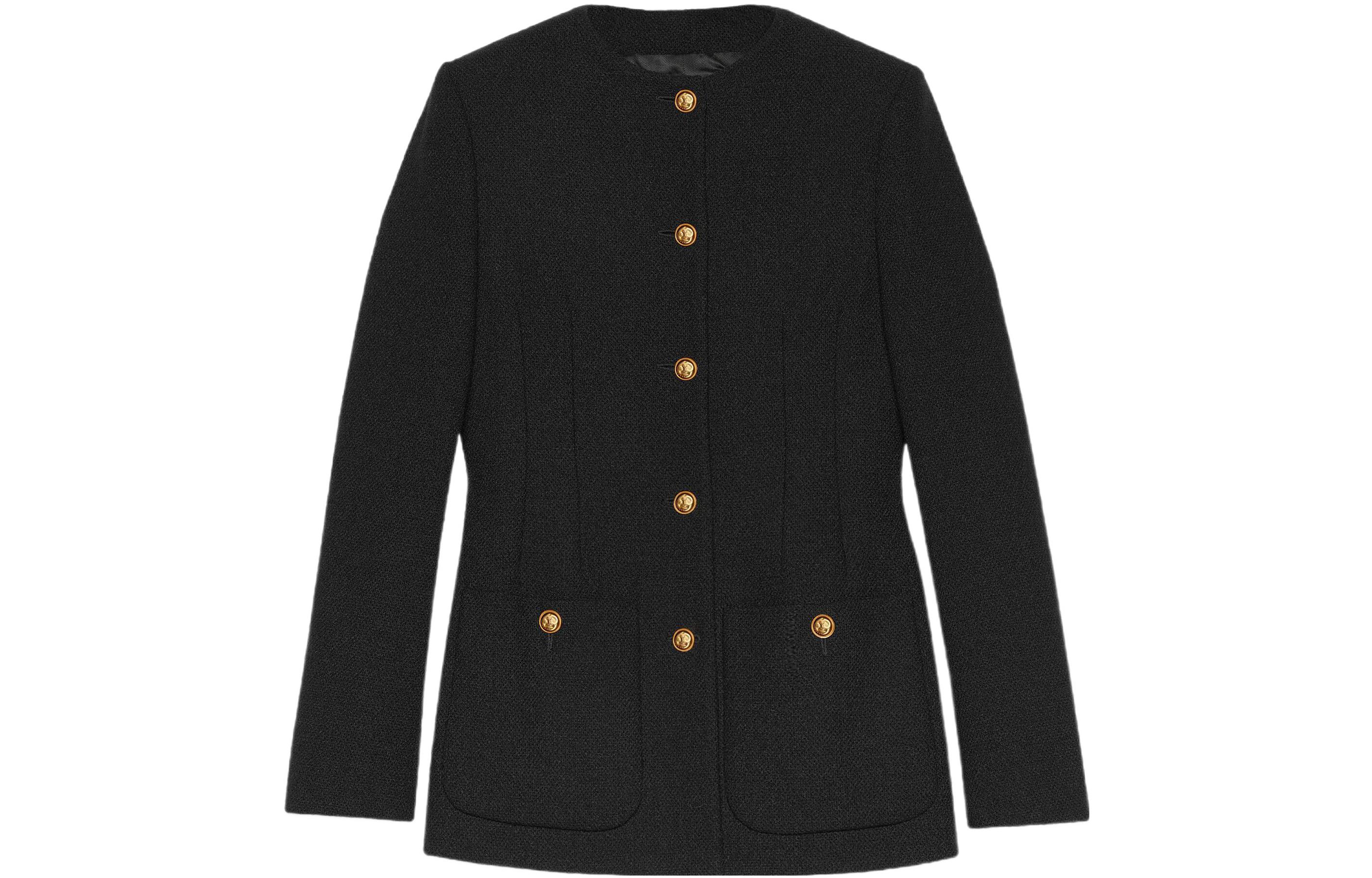 (Women) Gucci Black Solid Tweed Long Sleeve Blazer Jacket 674331-ZAAK4-1000