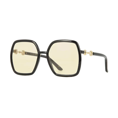 (Women) GUCCI Black Square Sunglasses with Yellow Lenses 55mm. GG0890S-005