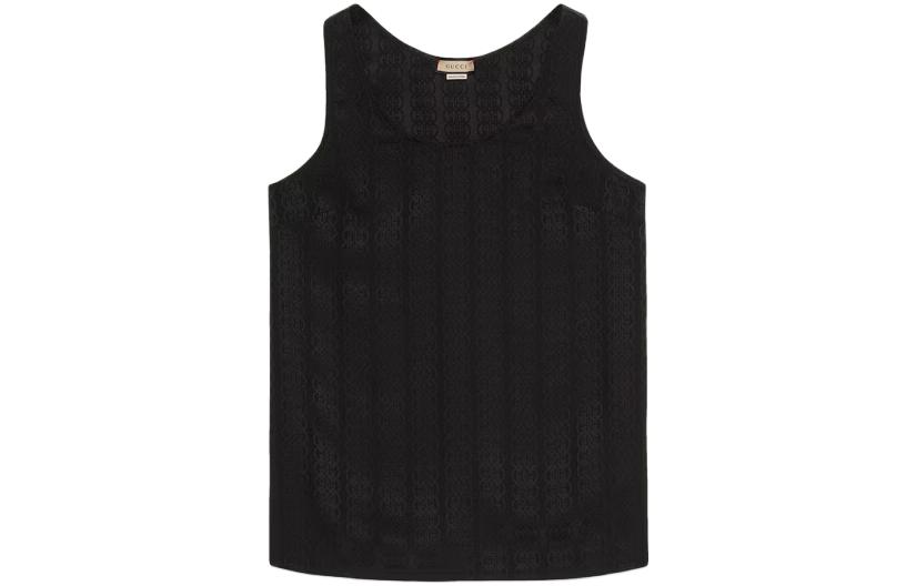 (Women) Gucci Black SS23 Plain Crewneck Pullover Tank Top 742938-XUAH4-1000
