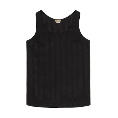 (Women) Gucci Black SS23 Plain Crewneck Pullover Tank Top 742938-XUAH4-1000