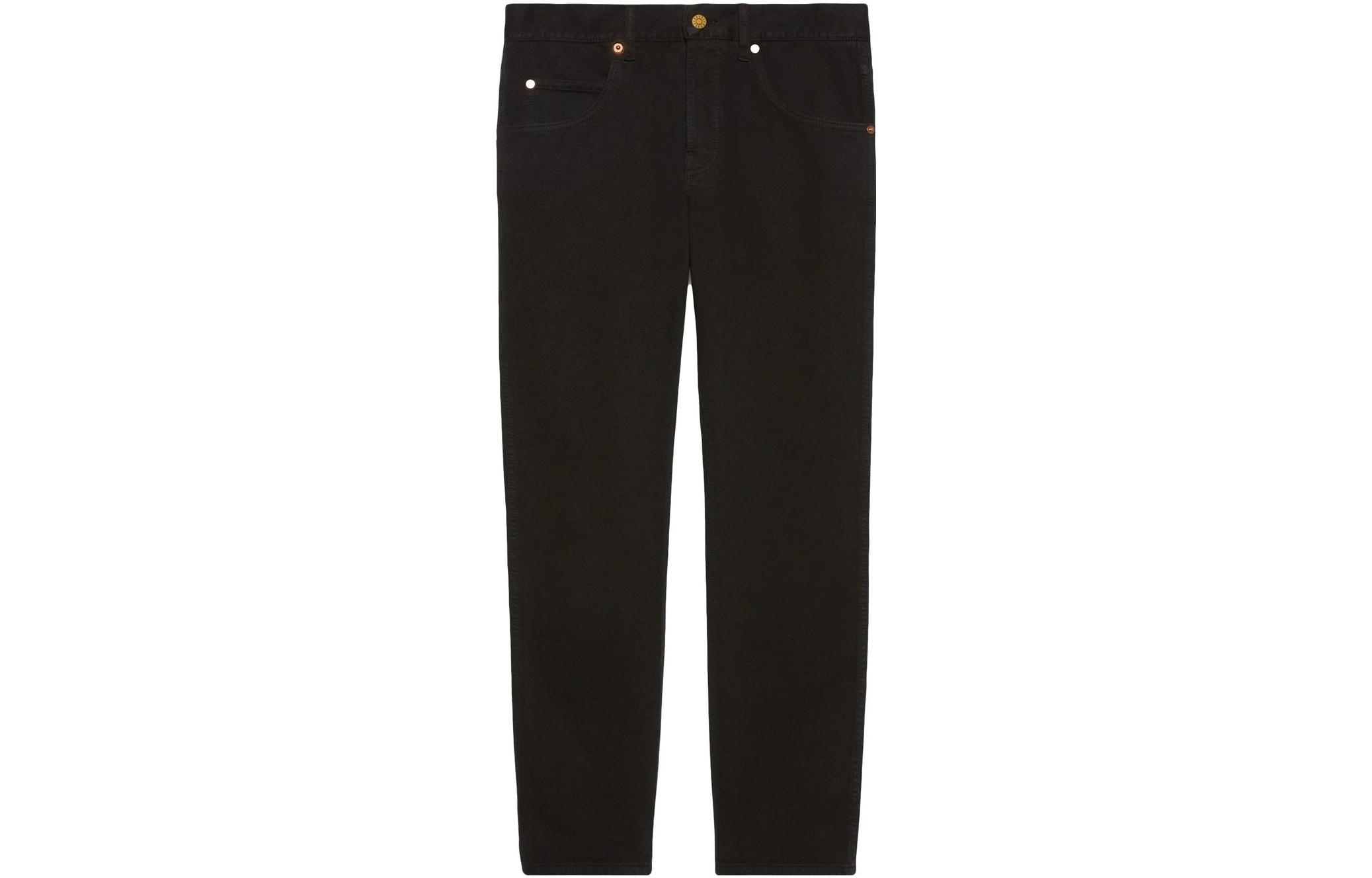 Buy (W) Gucci 黑色直筒牛仔褲帶標誌 681289-XDB0R