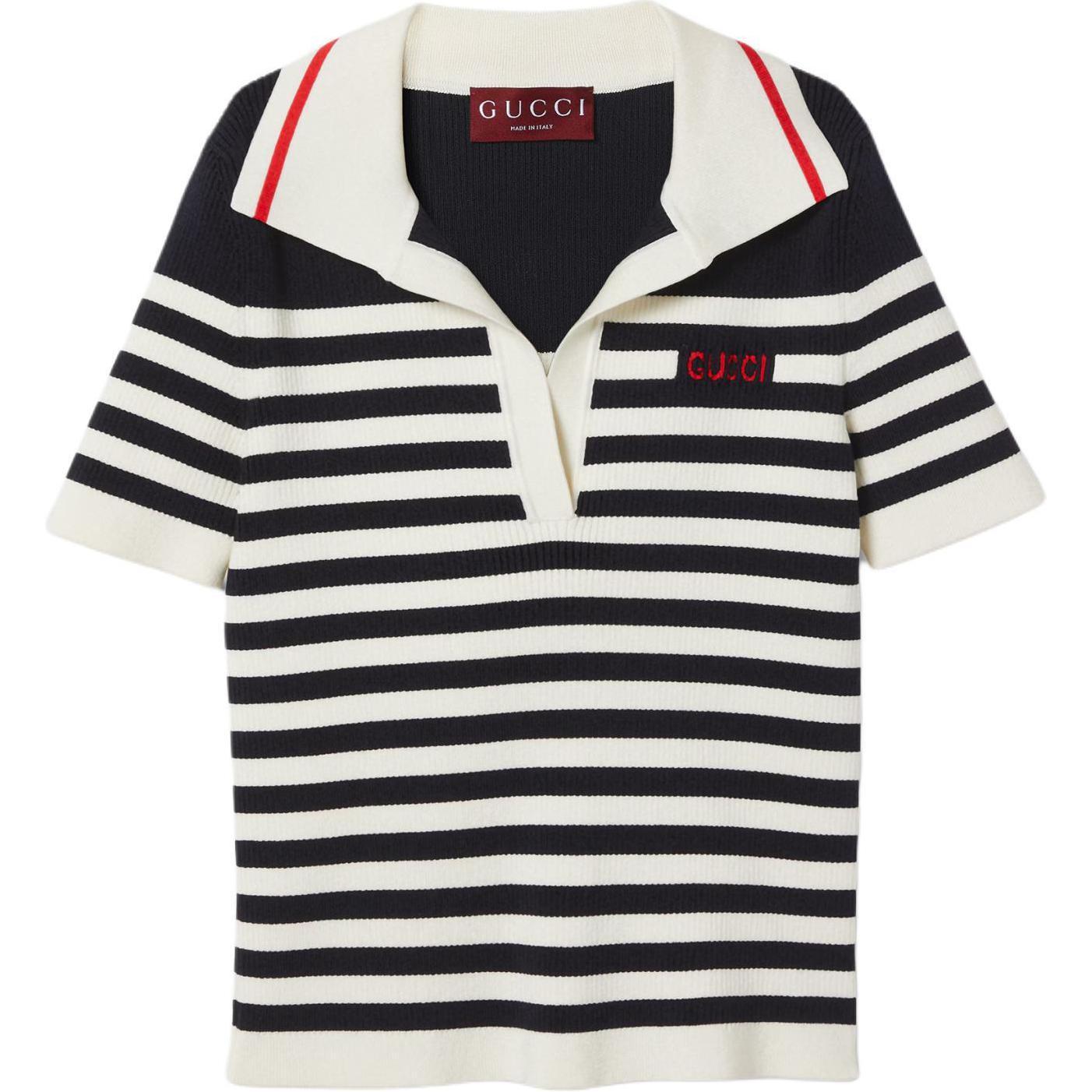(Women) Gucci Black Stripe Logo Short Sleeve Polo Shirt 786429-XKD2O-4645