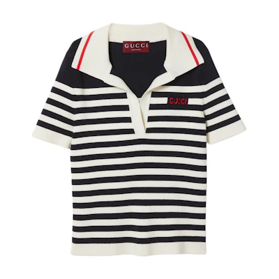(Women) Gucci Black Stripe Logo Short Sleeve Polo Shirt 786429-XKD2O-4645