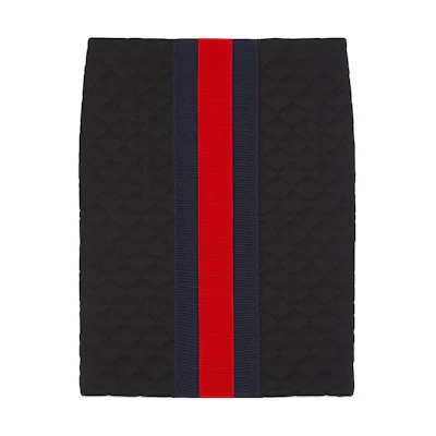 (Women) Gucci Black Stripe Patchwork Quilted A-Line High Waist Skirt 771282-ZAPNA-1043