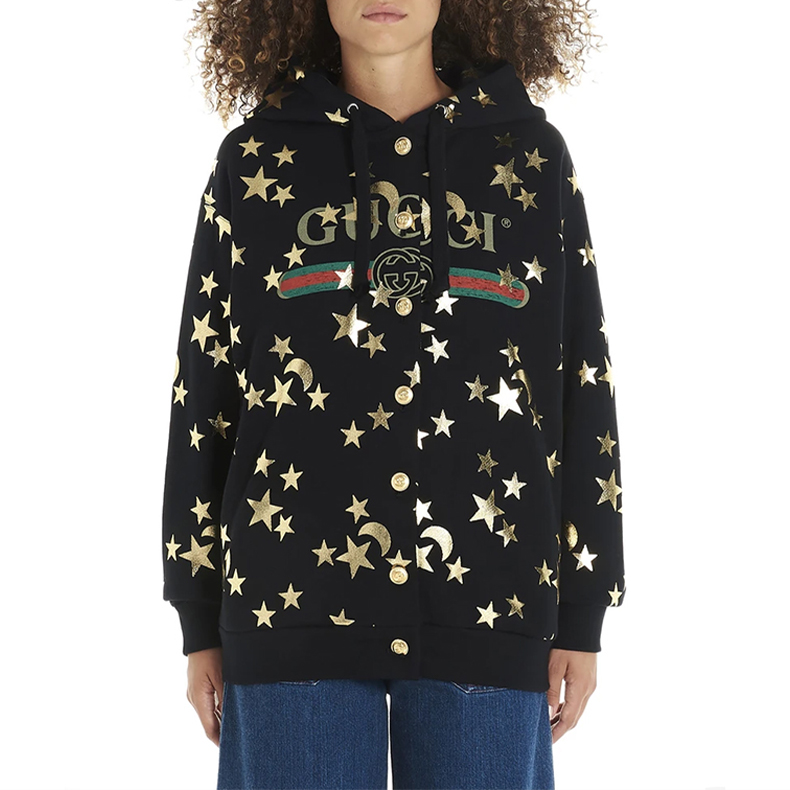 Purchase (W) GUCCI Sweater Hitam dengan Motif Bintang dan Bulan. 581186-XJBK5-1082