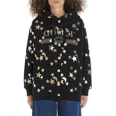 (Women) GUCCI Black Sweatshirt with Star and Moon Print 581186-XJBK5-1082 Purchase (Women) GUCCI Black Sweatshirt with Star and Moon Print 581186-XJBK5-1082