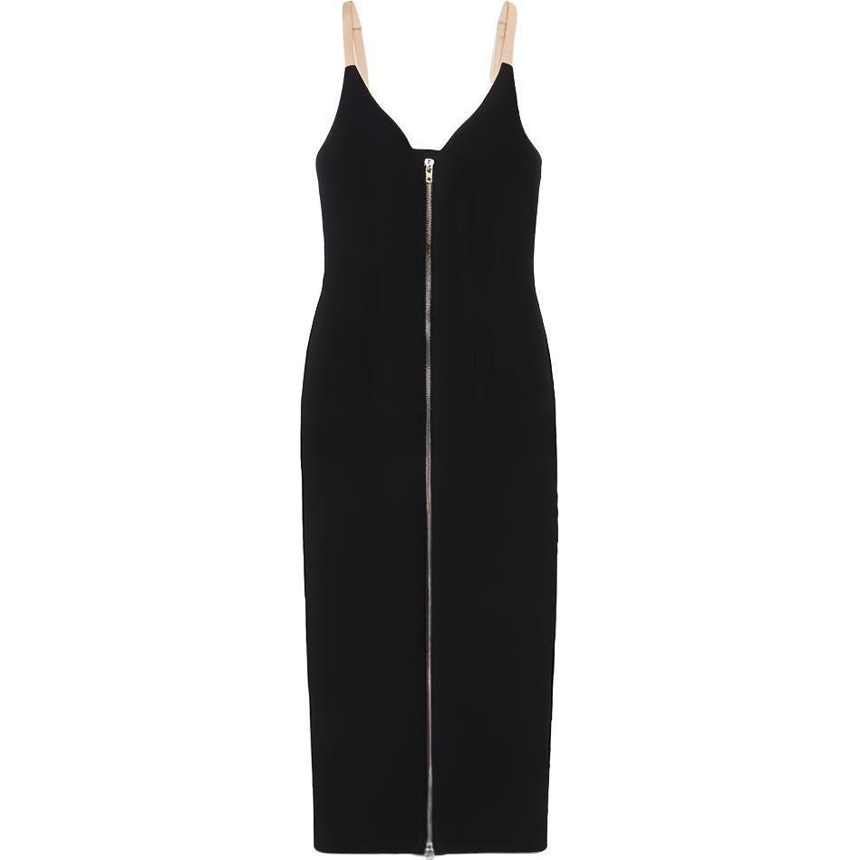 (Women) Gucci Black V-Neck Zip Design Sleeveless Dress FW22 715610-ZAKHZ-1043