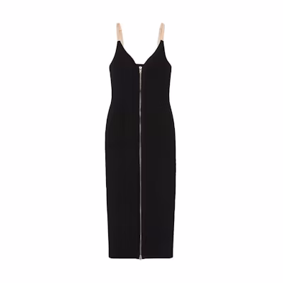 (Women) Gucci Black V-Neck Zip Design Sleeveless Dress FW22 715610-ZAKHZ-1043