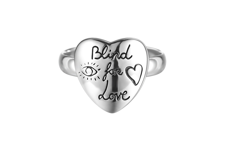 (Women) GUCCI Blind for Love Silver Heart Ring YBC499937001