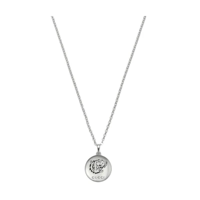 (Women) GUCCI Blind For Love Tiger Engraved 925 Silver Necklace for Women 455541-J8400-0701