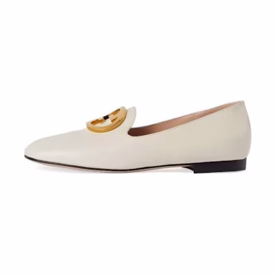 (W) Gucci Logo Plaque Loafers 'White'