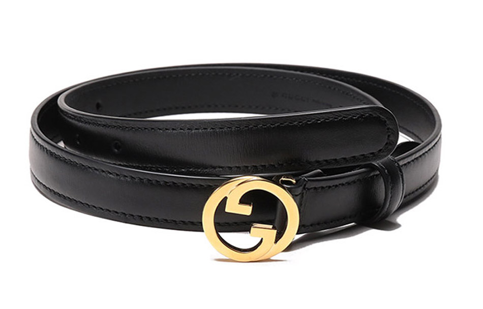(Women) GUCCI Blondie  Narrow Leather Belt with Interlocking G Buckle. 723073-US10G-1000【】