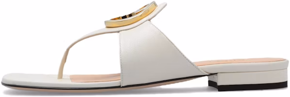 (Women) Gucci Blondie 'White Leather Thong with Metal Buckle' 739048-C9D00-9022 (Women) Gucci Blondie 'White Leather Thong with Metal Buckle' 739048-C9D00-9022